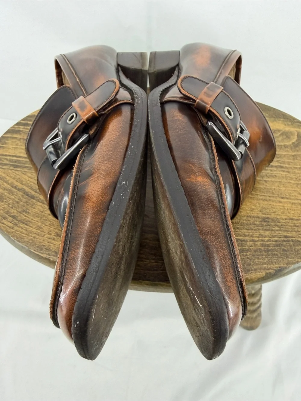 M.Gemi Womens Leather Made in Italy Heeled Loafers w/ Buckle, sz 38